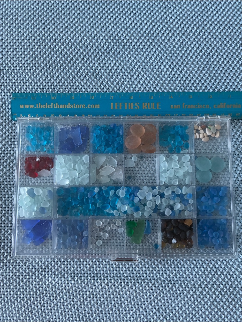 Assorted Sea Glass in compartment case